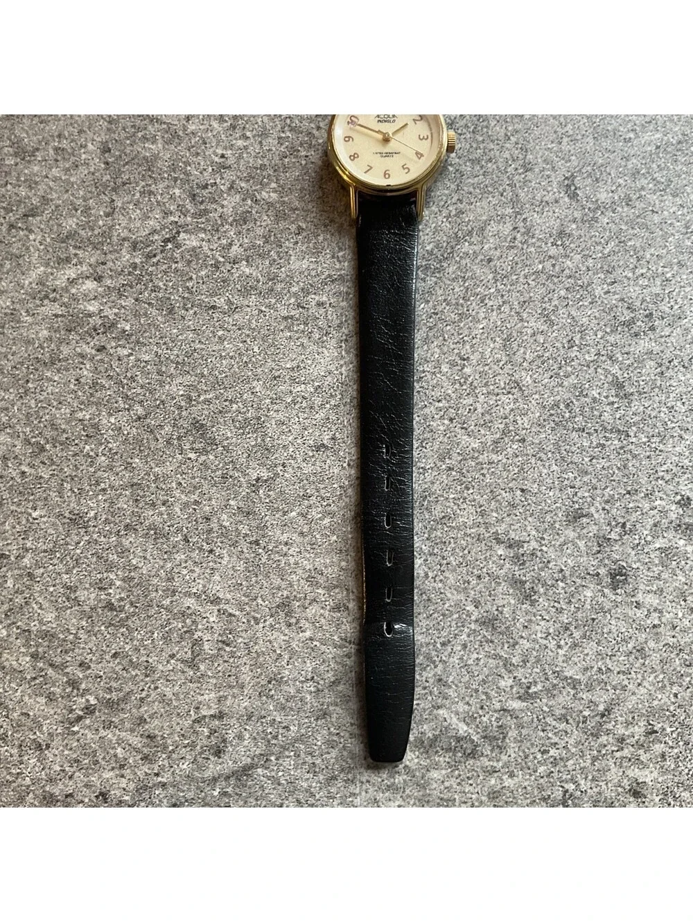 Vintage Acqua By Timex Womens Watch Gold Tone Case White Indiglo Dial Bin I